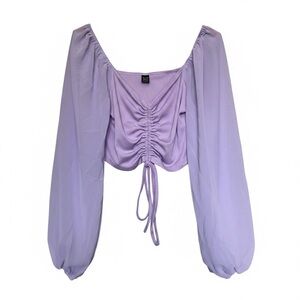 Boture Lilac Ruched Drawstring Blouse With Balloon Sleeves Women’s Size Medium